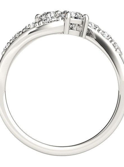 14k White Gold Two Stone Overlap Design Diamond Ring (1 cttw) - Ellie Belle