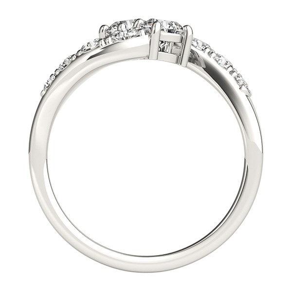 14k White Gold Two Stone Overlap Design Diamond Ring (1 cttw) - Ellie Belle