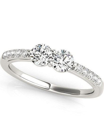 14k White Gold Two Stone Round Diamond Ring (5/8 cttw) - Ellie Belle