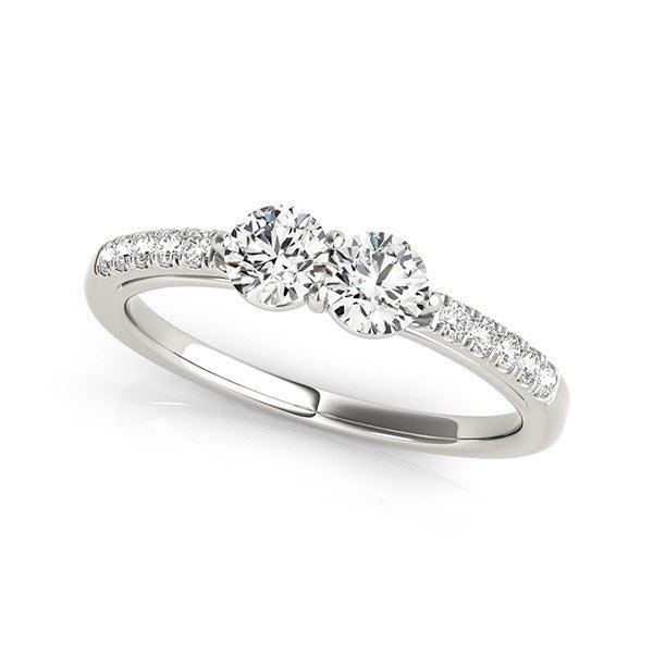 14k White Gold Two Stone Round Diamond Ring (5/8 cttw) - Ellie Belle