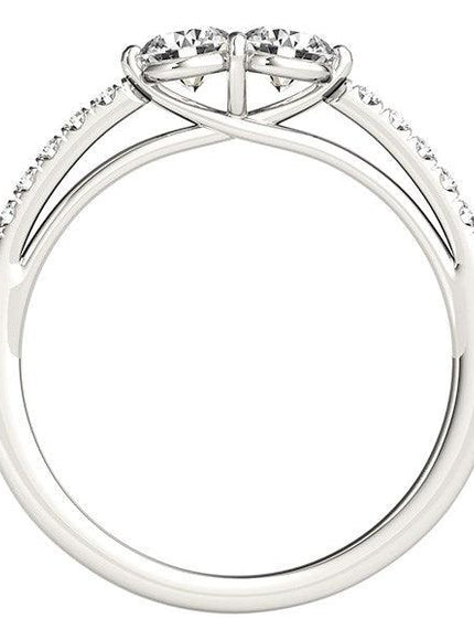 14k White Gold Two Stone Round Diamond Ring (5/8 cttw) - Ellie Belle