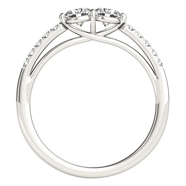 14k White Gold Two Stone Round Diamond Ring (5/8 cttw) - Ellie Belle