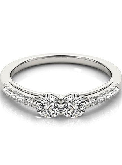 14k White Gold Two Stone Round Diamond Ring (5/8 cttw) - Ellie Belle