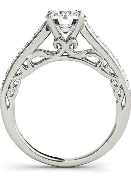 14k White Gold Unique Detailing Diamond Engagement Ring (1 1/3 cttw) - Ellie Belle