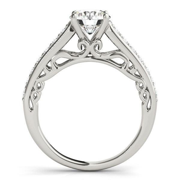 14k White Gold Unique Detailing Diamond Engagement Ring (1 1/3 cttw) - Ellie Belle