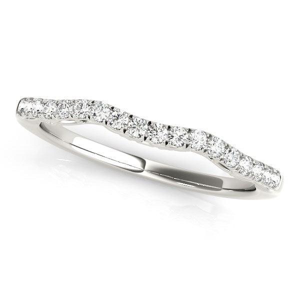 14k White Gold Wave Motif Diamond Wedding Band (1/5 cttw) - Ellie Belle