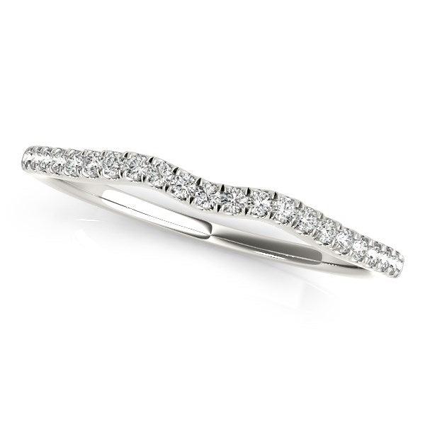 14k White Gold Wave Theme Diamond Wedding Band (1/8 cttw) - Ellie Belle