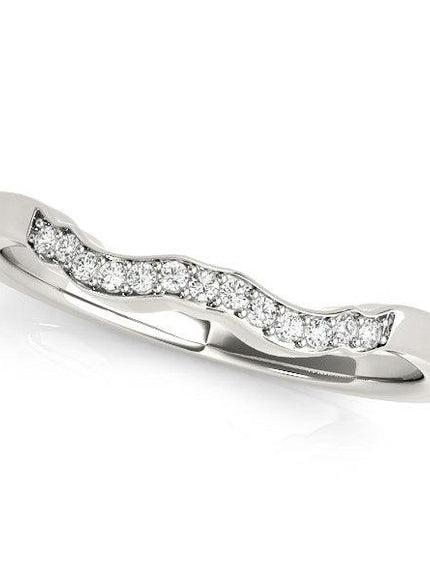 14k White Gold Wavy Style Diamond Wedding Ring (1/15 cttw) - Ellie Belle