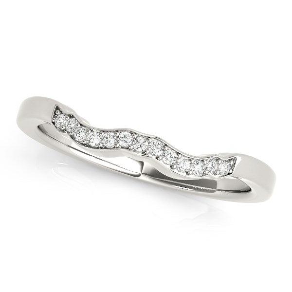 14k White Gold Wavy Style Diamond Wedding Ring (1/15 cttw) - Ellie Belle