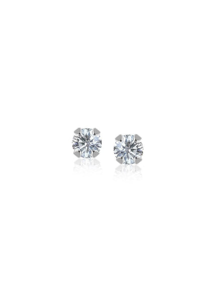 14k White Gold White Cubic Zirconia 2mm Stud Earrings - Ellie Belle