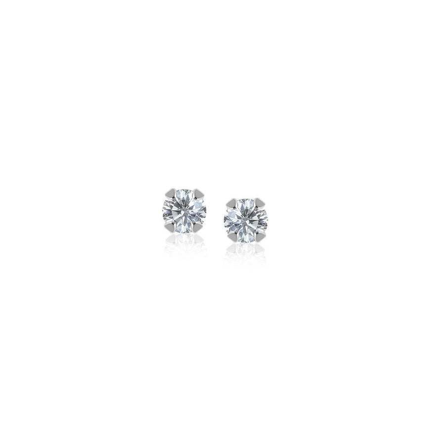 14k White Gold White Cubic Zirconia 2mm Stud Earrings - Ellie Belle