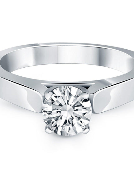 14k White Gold Wide Cathedral Solitaire Engagement Ring - Ellie Belle