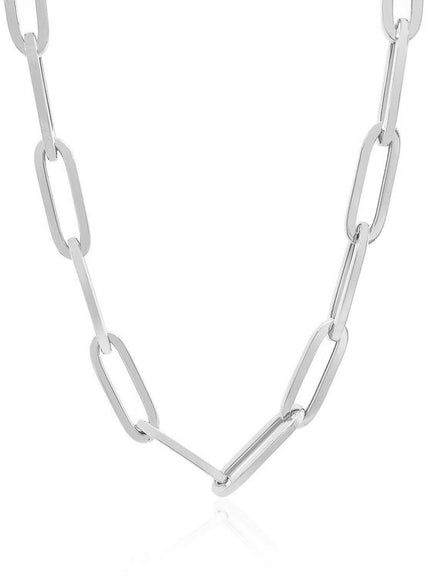 14K White Gold Wide Paperclip Chain (6.1mm) - Ellie Belle