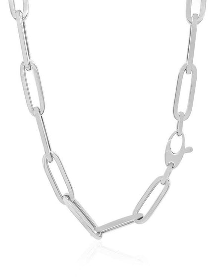 14K White Gold Wide Paperclip Chain (6.1mm) - Ellie Belle