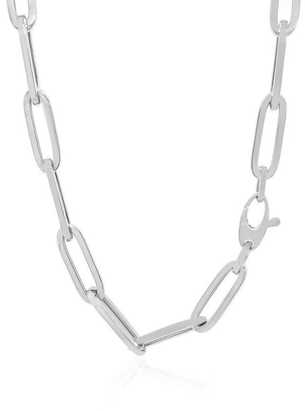 14K White Gold Wide Paperclip Chain (6.1mm) - Ellie Belle