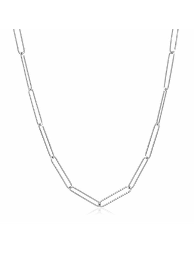 14k White Gold Wire Paperclip Chain (2.7mm) - Ellie Belle