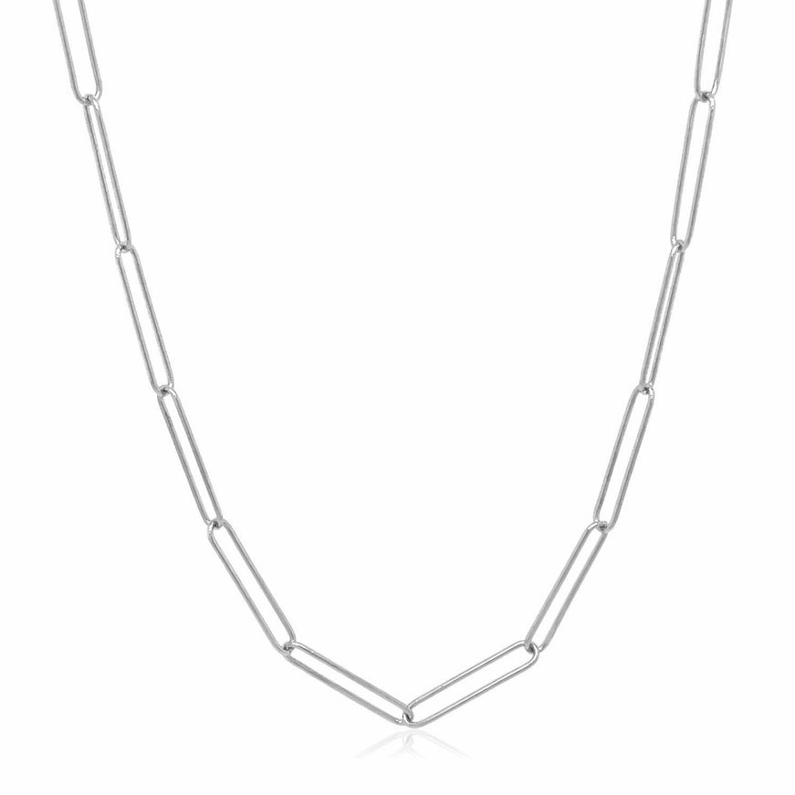 14k White Gold Wire Paperclip Chain (2.7mm) - Ellie Belle