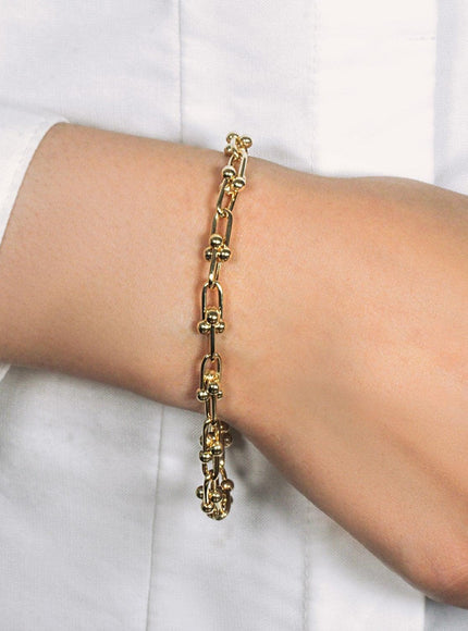 14k Yellow Gold 7 1/2 inch Jax Chain Bracelet - Ellie Belle