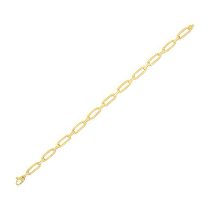 14k Yellow Gold 7 1/4 inch Bombay Paperclip Chain Bracelet - Ellie Belle