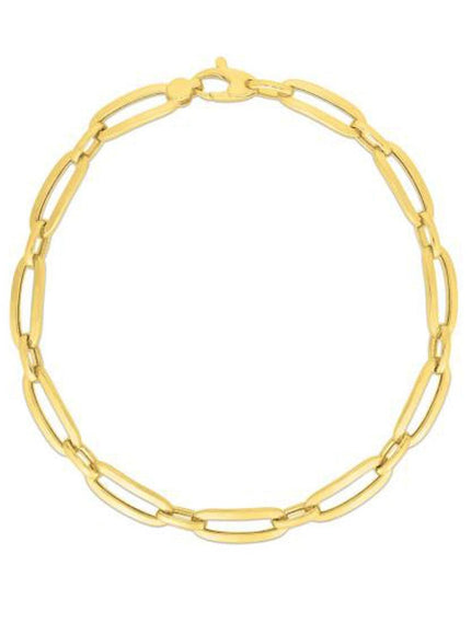 14k Yellow Gold 7 1/4 inch Bombay Paperclip Chain Bracelet - Ellie Belle