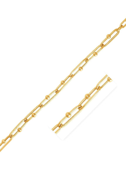 14k Yellow Gold 7 3/4 inch Beaded Oval Chain Bracelet - Ellie Belle