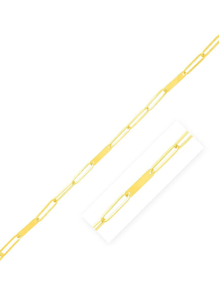 14k Yellow Gold 7 inch Alternating Paperclip Chain Link and Gold Bar Bracelet - Ellie Belle