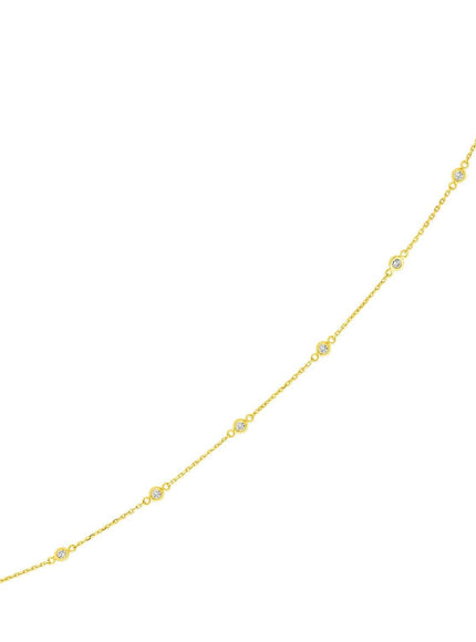 14k Yellow Gold 7 inch Bracelet with Diamond Stations - Ellie Belle