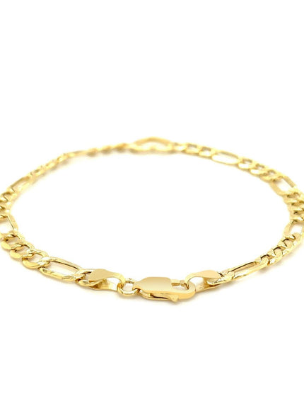 14k Yellow Gold 7 inch Figaro Chain Bracelet with Heart - Ellie Belle