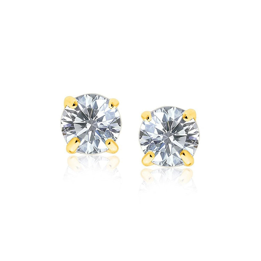 14k Yellow Gold 8.0mm Round CZ Stud Earrings - Ellie Belle