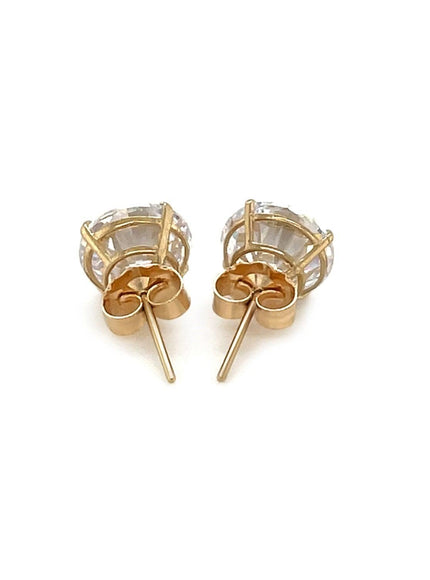 14k Yellow Gold 8.0mm Round CZ Stud Earrings - Ellie Belle