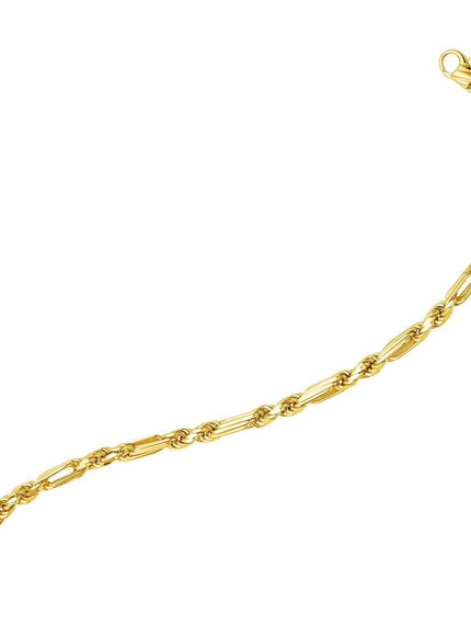 14k Yellow Gold 8 1/2 inch Figaro Chain Bracelet - Ellie Belle