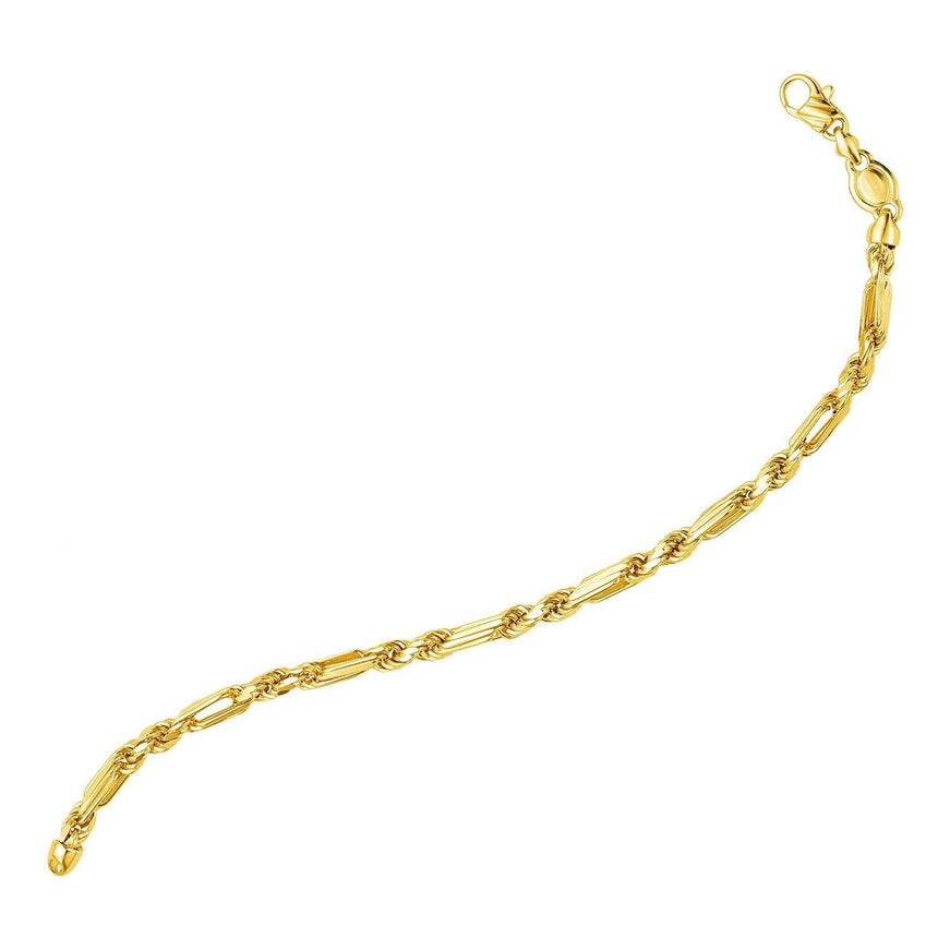 14k Yellow Gold 8 1/2 inch Figaro Chain Bracelet - Ellie Belle