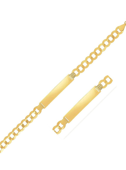 14k Yellow Gold 8 1/2 inch Mens Curb Chain ID Bracelet - Ellie Belle