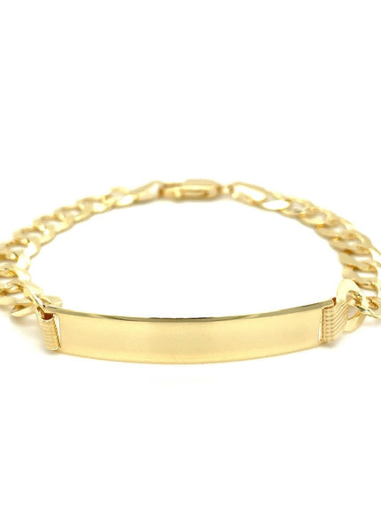 14k Yellow Gold 8 1/2 inch Mens Curb Chain ID Bracelet - Ellie Belle