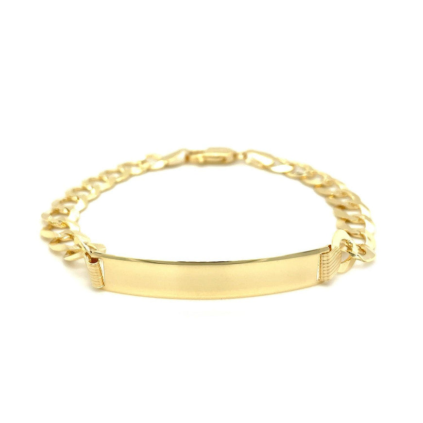 14k Yellow Gold 8 1/2 inch Mens Curb Chain ID Bracelet - Ellie Belle