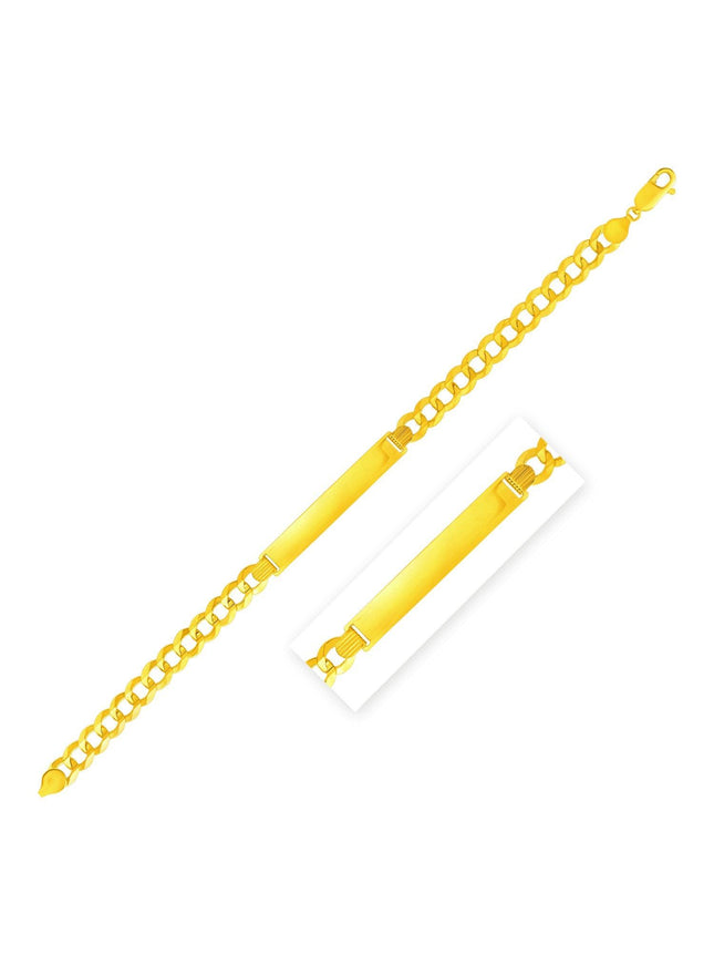 14k Yellow Gold 8 1/2 inch Mens Narrow Curb Chain ID Bracelet - Ellie Belle