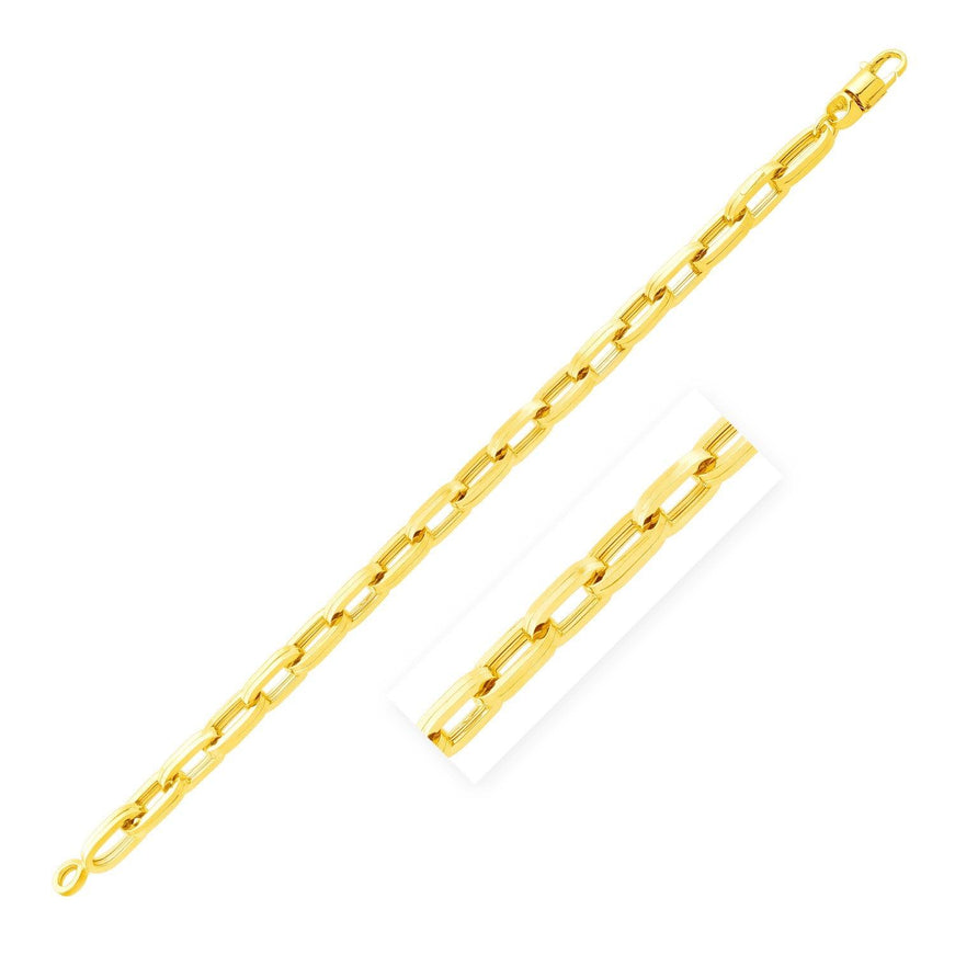 14k Yellow Gold 8 1/2 inch Mens Wide Paperclip Chain Bracelet - Ellie Belle