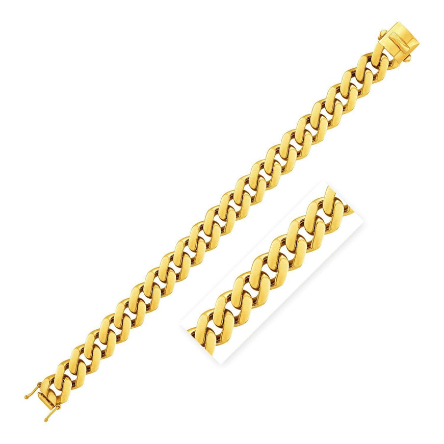 14k Yellow Gold 8 1/2 inch Wide Polished Curb Chain Bracelet - Ellie Belle