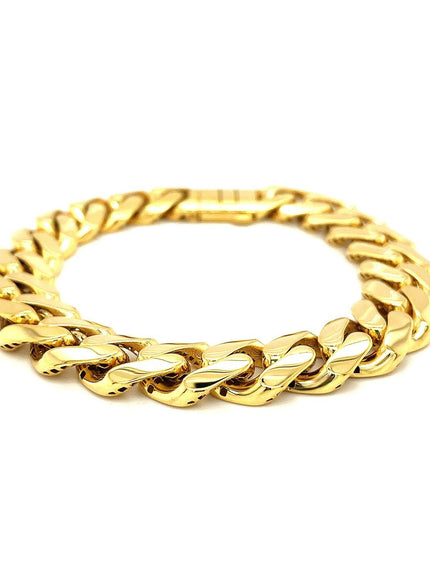 14k Yellow Gold 8 1/2 inch Wide Polished Curb Chain Bracelet - Ellie Belle