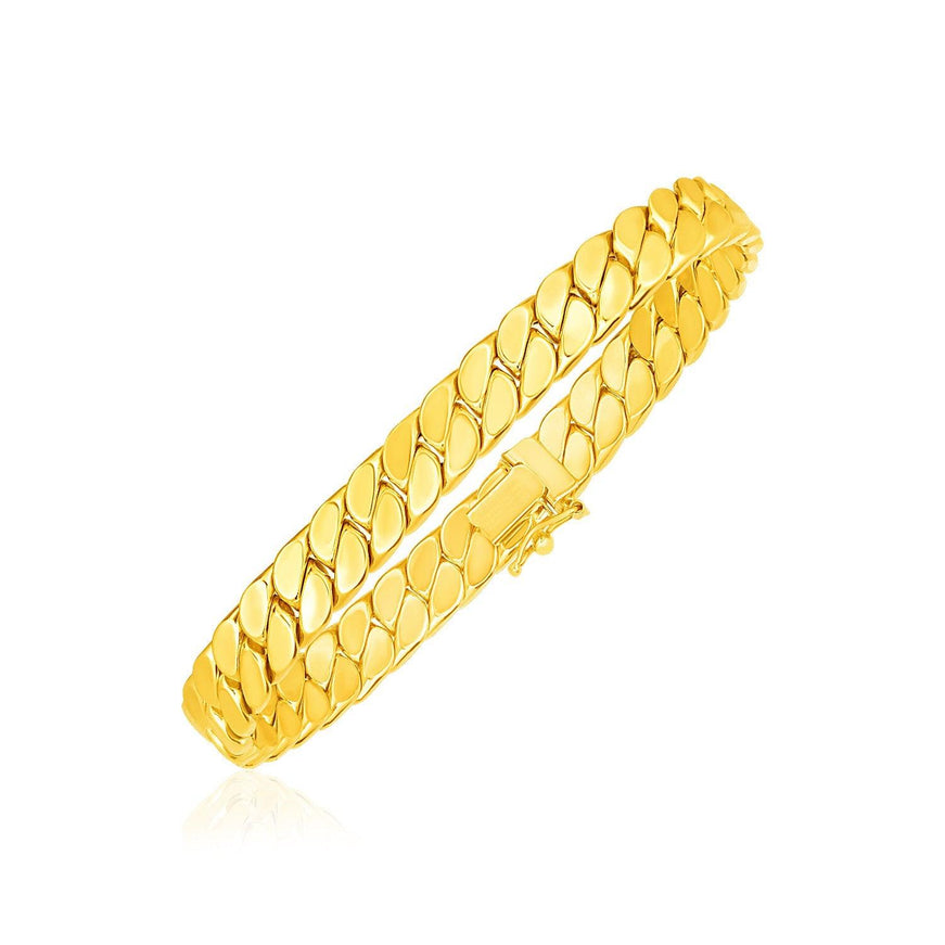 14k Yellow Gold 8 inch Mens Curb Chain Bracelet - Ellie Belle