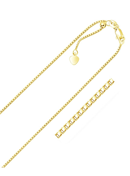 14k Yellow Gold Adjustable Box Chain 1.1mm - Ellie Belle