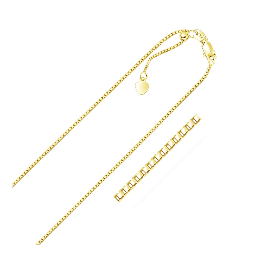 14k Yellow Gold Adjustable Box Chain 1.1mm - Ellie Belle