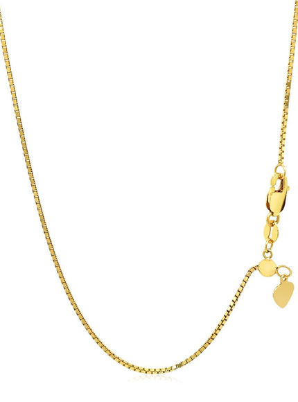 14k Yellow Gold Adjustable Box Chain 1.1mm - Ellie Belle