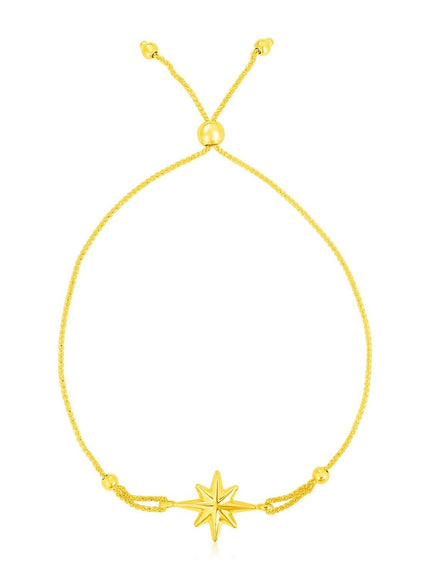 14k Yellow Gold Adjustable Bracelet with Star - Ellie Belle