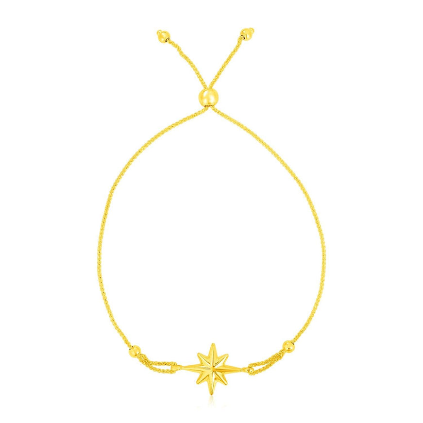 14k Yellow Gold Adjustable Bracelet with Star - Ellie Belle