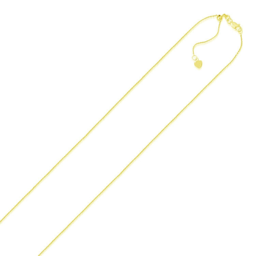 14k Yellow Gold Adjustable Cable Chain 0.9mm - Ellie Belle