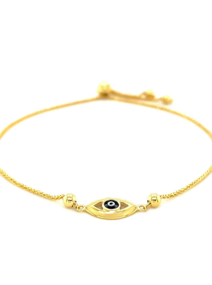 14k Yellow Gold Adjustable Evil Eye Bracelet - Ellie Belle