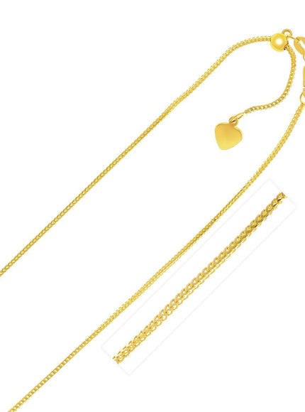 14k Yellow Gold Adjustable Franco Chain 0.9mm - Ellie Belle