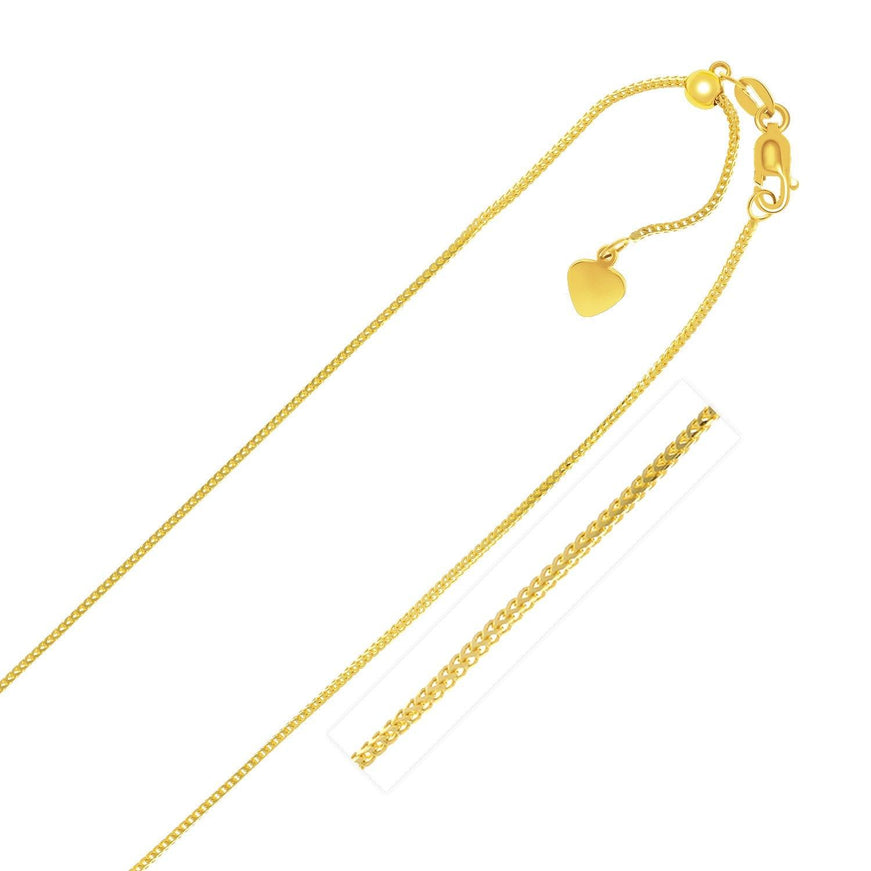 14k Yellow Gold Adjustable Franco Chain 0.9mm - Ellie Belle