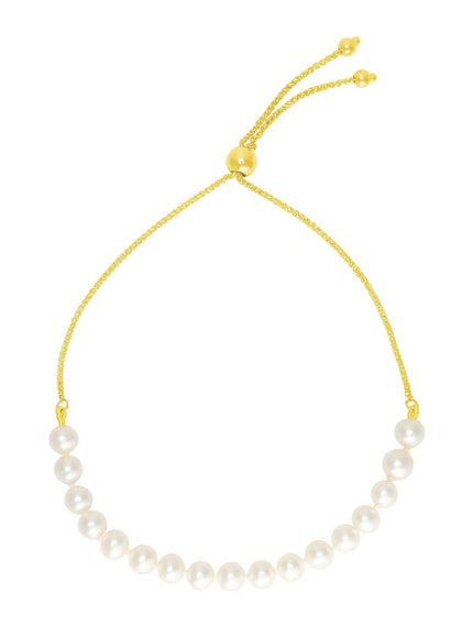 14k Yellow Gold Adjustable Friendship Bracelet with Pearls - Ellie Belle